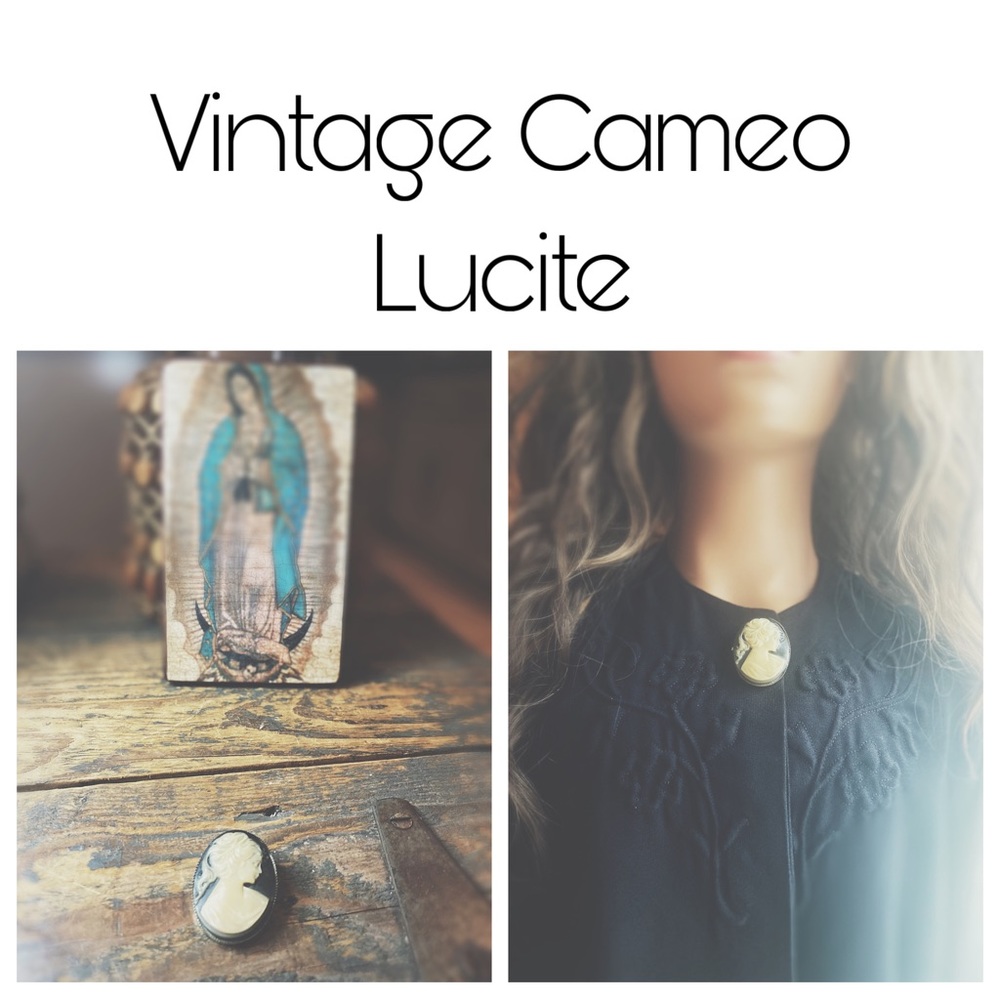 Vintage 1950s Lucite Cameo Pin Pendant • Mid Century Convertible Brooch